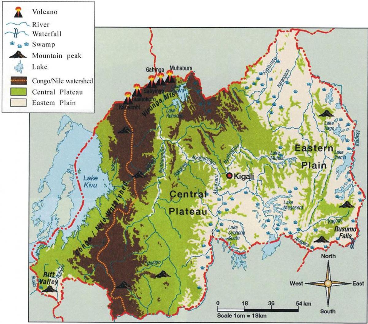 geografische kaart van Rwanda