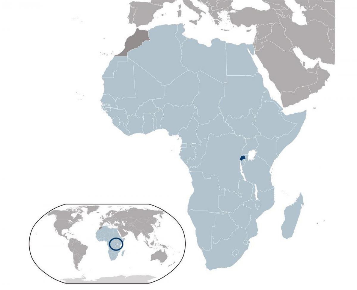 Rwanda locatie op de kaart van de wereld