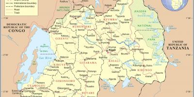 Kaart van de administratieve kaart van Rwanda