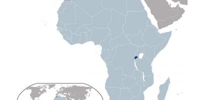 Rwanda locatie op de kaart van de wereld